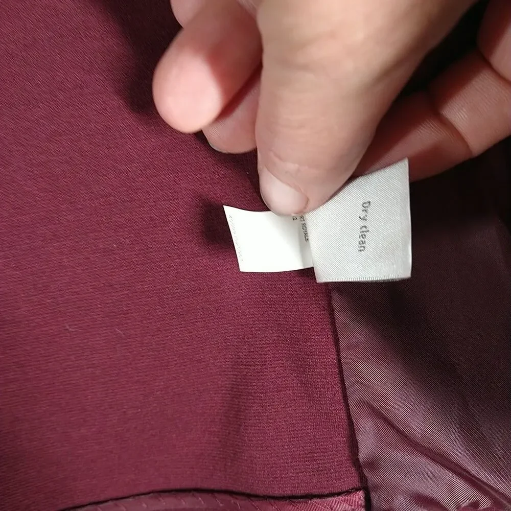 Lauren Conrad Ponte Knit Open Front Blazer Jacket Women's 12 Maroon 3/4 sleeve - Picture 6 of 8